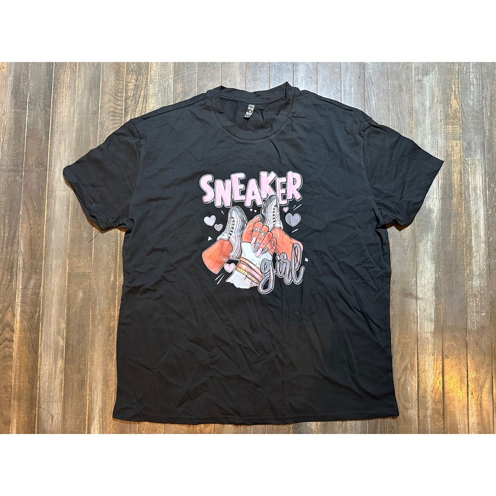 PFR New York Sneaker Girl Graphic Tee Black Cotton T-Shirt Womens 2X